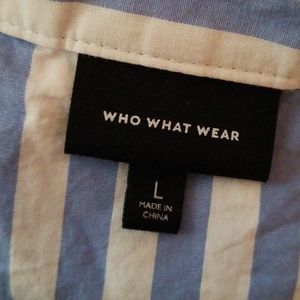 Who What Wear Tops - Who What Wear Blue White Stripe Ruffled Blouse Who What Wear Tops - Who What Wear Blue White Stripe Ruffled Blouse